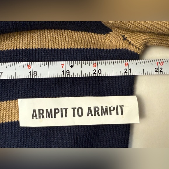 Brooks Brothers Red Fleece Button Up Cardigan Beige and Navy Men's Size Medium - Picture 8 of 9